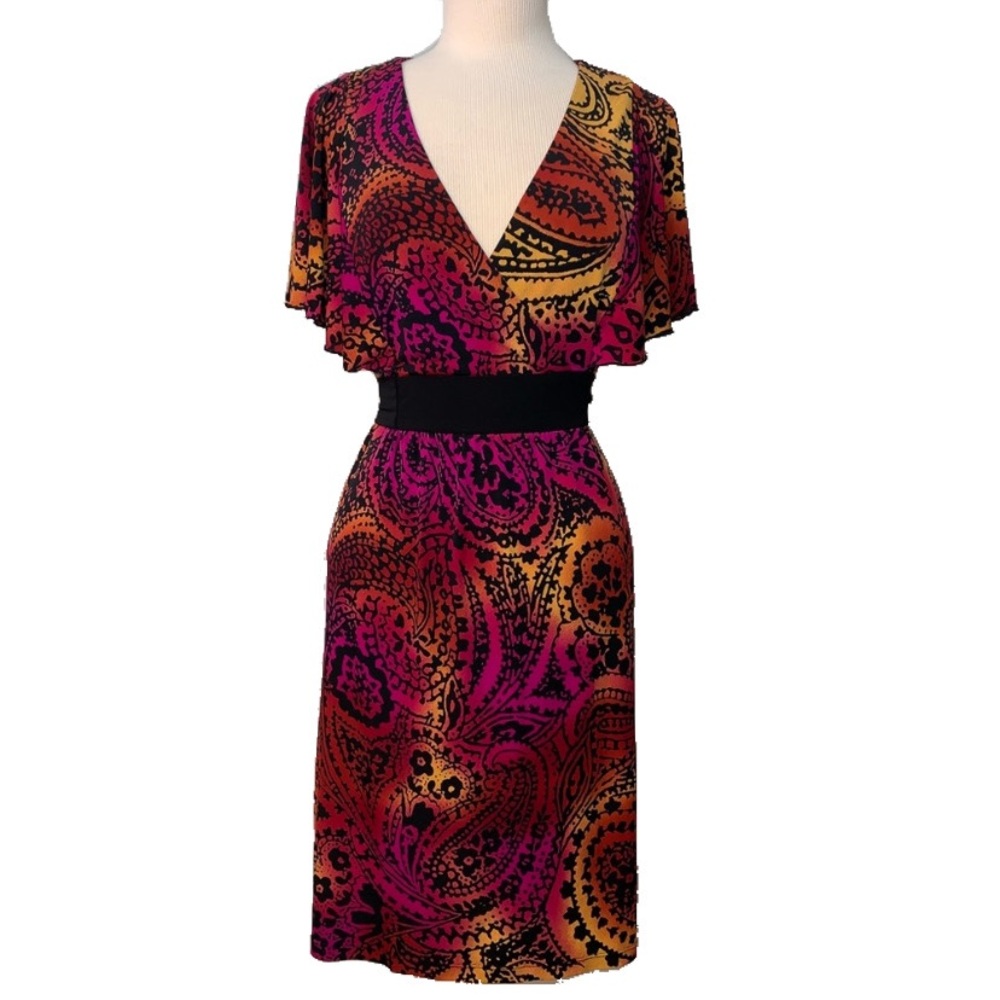 Colorful Flutter Sleeve Dress